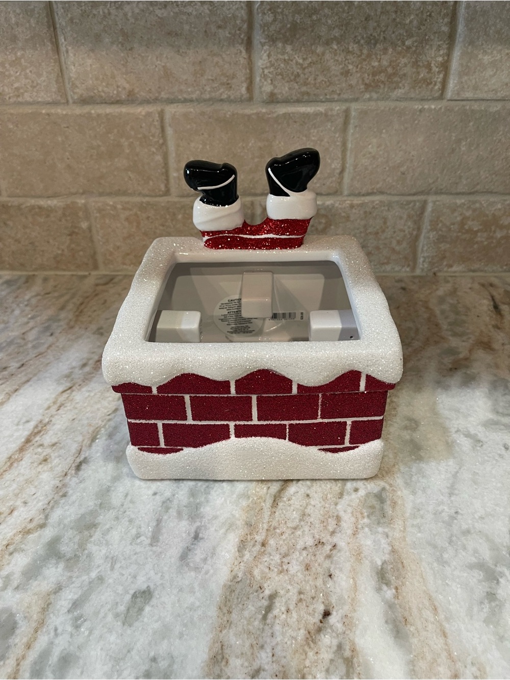 Holiday Chimney Santa- Red and White Candle Holder